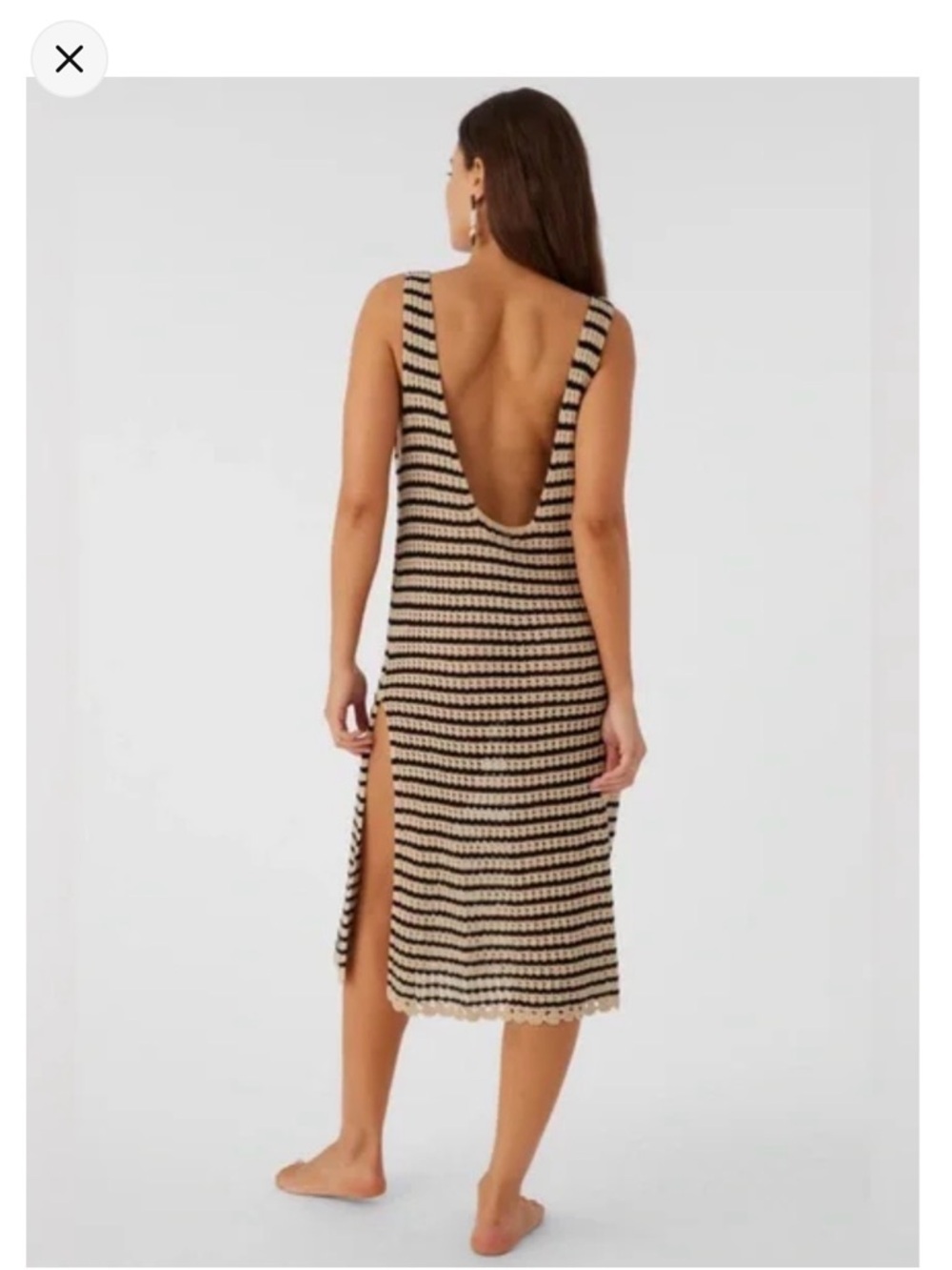 O’Neill Striped Crochet Cover up Dress - Black & Cream